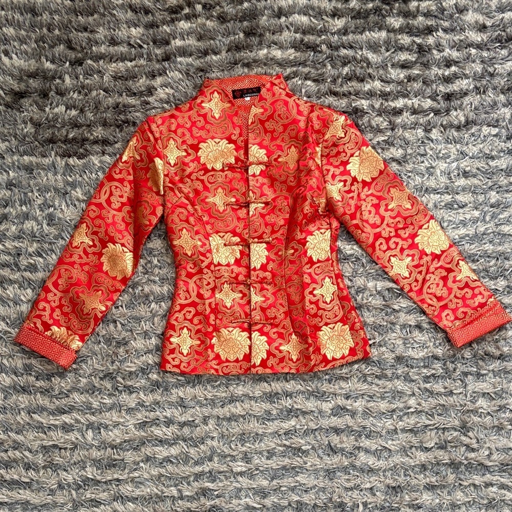 NWOT Luxurious Red and Gold Women's Blazer